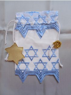 With blue stars of David